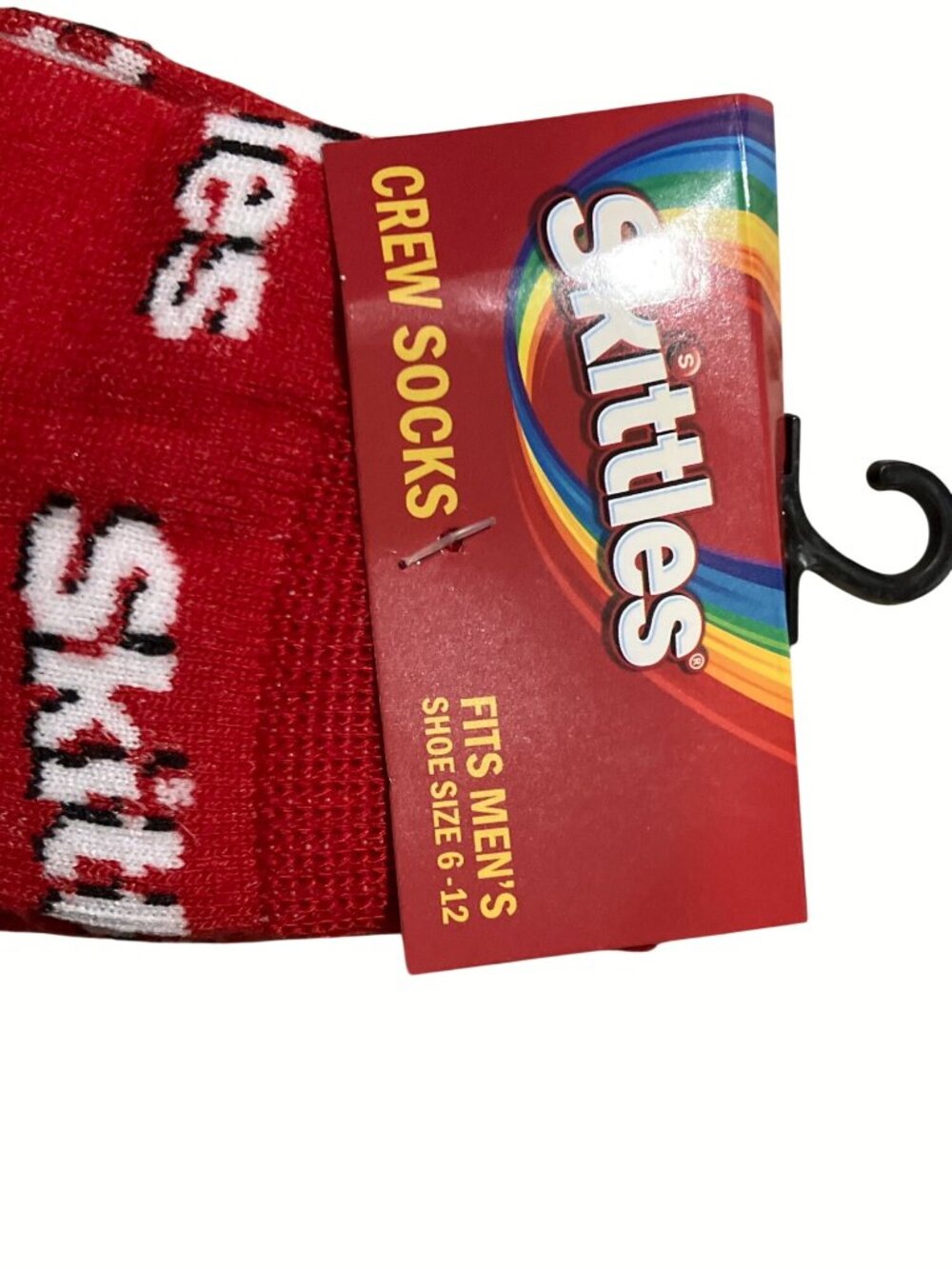 Skittles Crew Socks Fits Mens Shoe Size 6-12 Red Multicolor Candy Design - Picture 4 of 9